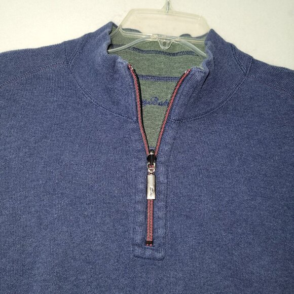 Tommy Bahama Sweater Mens XXL Reversible 1/4 Zip Golf Pullover Blue Green Logo - Picture 3 of 14